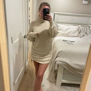 Princess Polly Beige Knit Turtleneck Dress